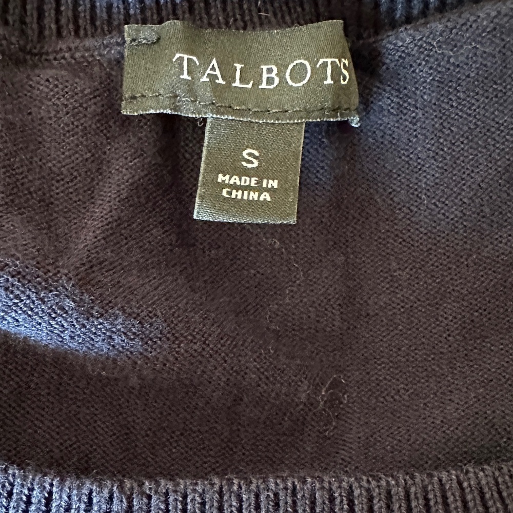*TALBOTS* Navy x Multicolor Heart Long Sleeve Sweater Size Small - Picture 5 of 6